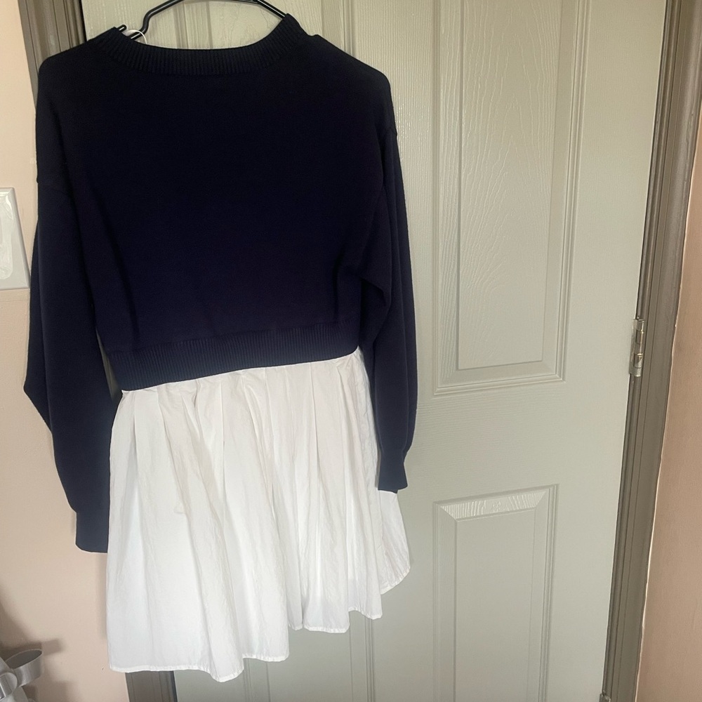 Elegant Navy and White Dress